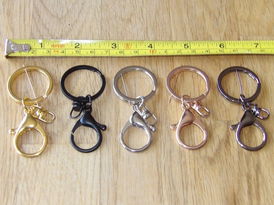 5 asst split rings keyrings lobster clasps 