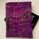 Purple and Gold Marble Effect Quilted Fabric Sleeve For Kindle 6” Paperwhite 