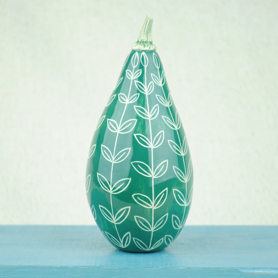 Ceramic Gourd with Leaf Design