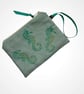 Mint Green Seahorses Linen Zip-Up Pouch