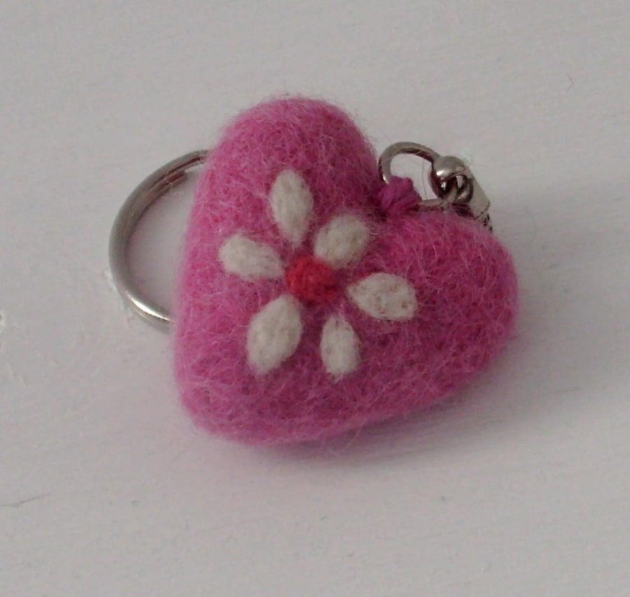 Heart keyring,keychain,anniversary gift,felt heart,valentines day