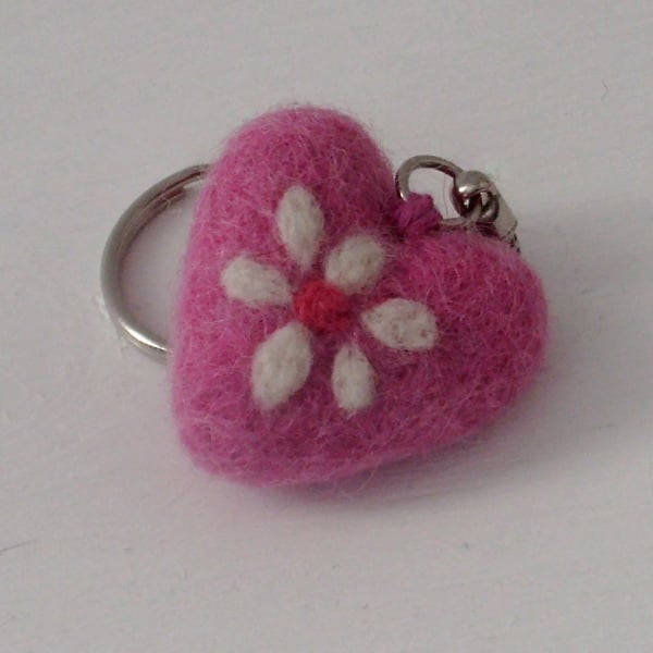 Heart keyring,keychain,anniversary gift,felt heart,valentines day