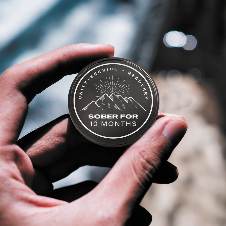 Sobriety Coin - Mountains: AA Coin Chip Token For Recovering Alcoholic