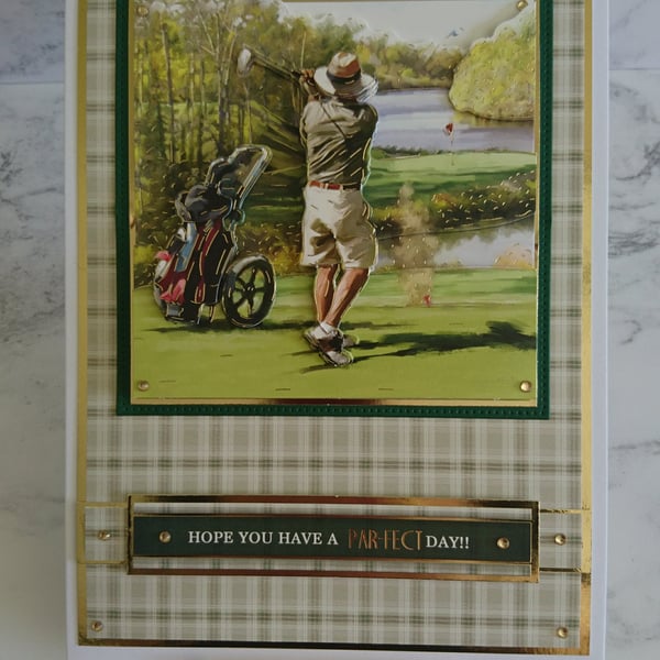 Birthday Card Golf Hope You Have a Par-fect Day Birthday 3D Luxury Handmade Card