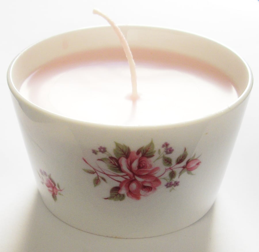 Vintage China Rose Candle - UK Free Post