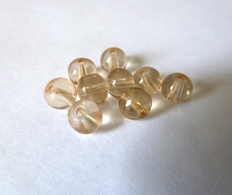 6mm champagne coloured glass beads