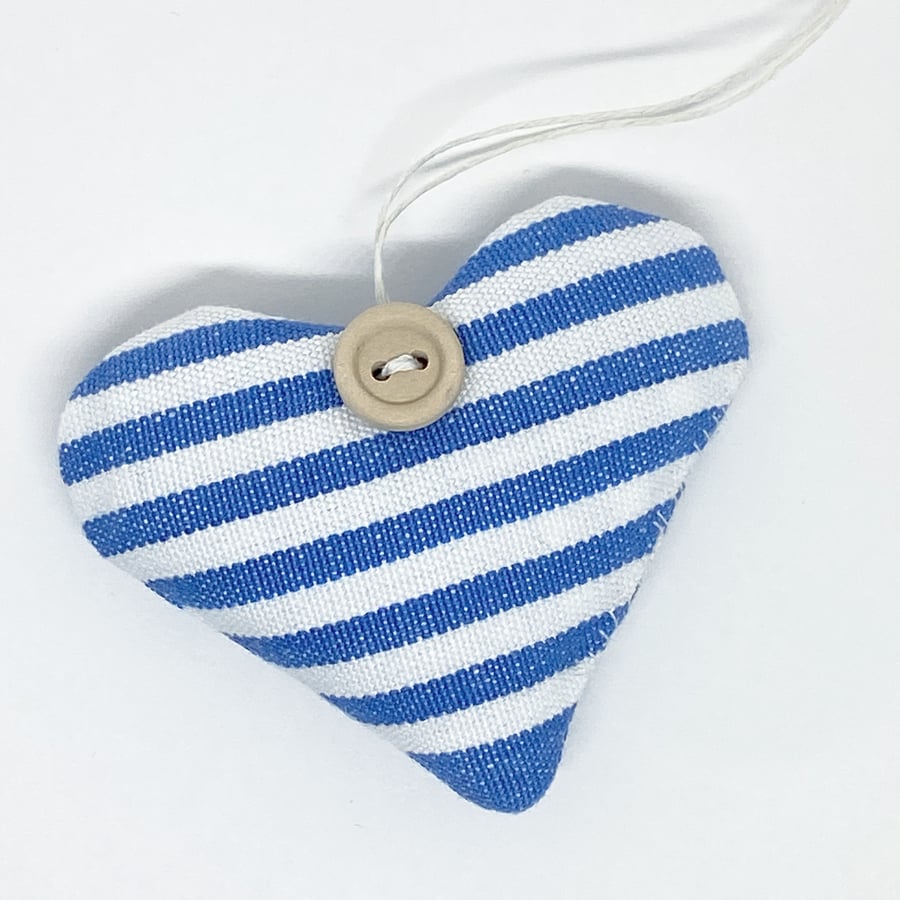 LAVENDER HEART - narrow blue and white stripes