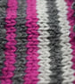 Hand Knitted striped headband ear warmers in grey, purple and black adult - L - Image 4