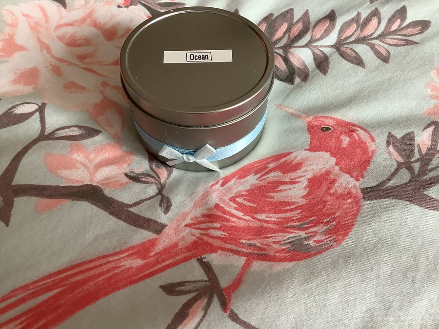 Handmade Scented Ocean Tinned Candle with Lid