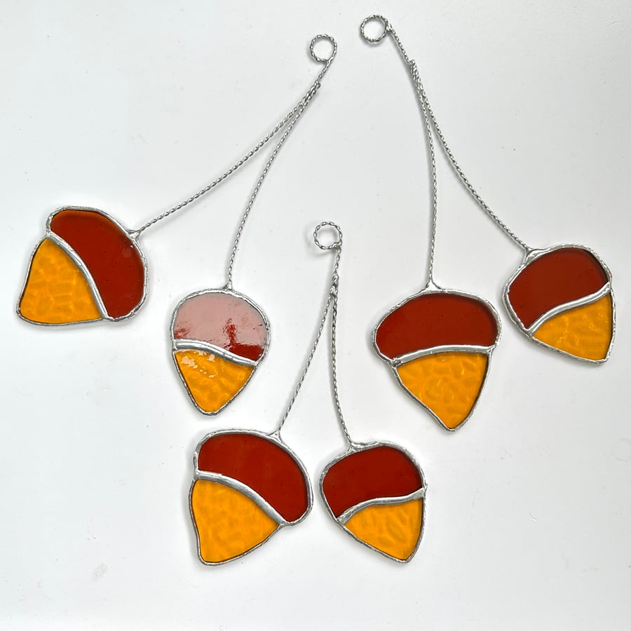 Stained Glass Acorn Suncatcher - Handmade Window Decoration
