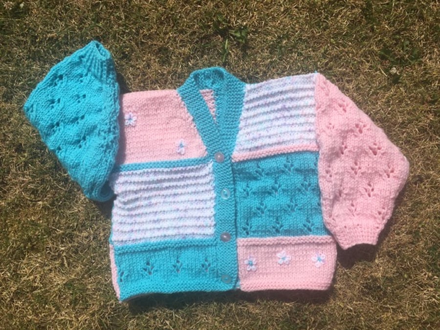 SALE  -  Patchwork Cardigan for Little Girl 6-12 months
