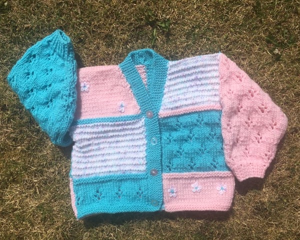 SALE  -  Patchwork Cardigan for Little Girl 6-12 months