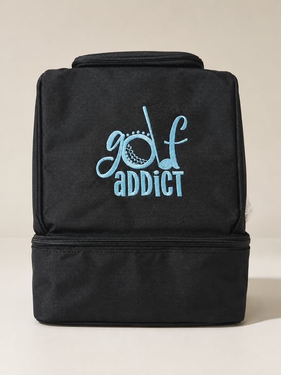 Golf Addict Embroidered Insulated Lunch Bag – Black & Blue