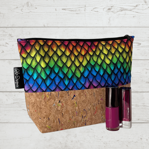 Makeup bags, rainbow dragon print