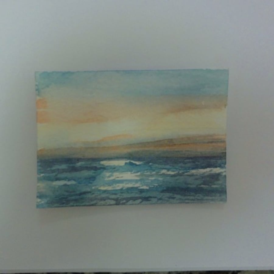 Ribboned Sunset ACEO