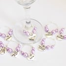 Bridesmaid Gift Wine Glass Charm, Lilac Wedding Favour, Light Purple Accessory