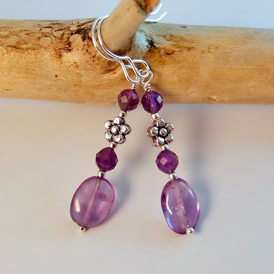 Amethyst Earrings, Birthday, Anniversary, Valentine Gift, February Birthstone