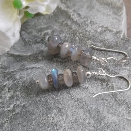 Labradorite Gemstone Drop Sterling Silver Earrings