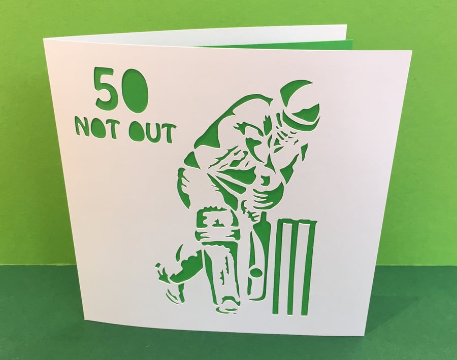 Cricket Birthday Card - Paper Cut Cricketer