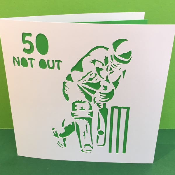 Cricket Birthday Card - Paper Cut Cricketer