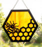 Stained Glass Honey Bee Suncatcher Hexagonal Design - Image 4