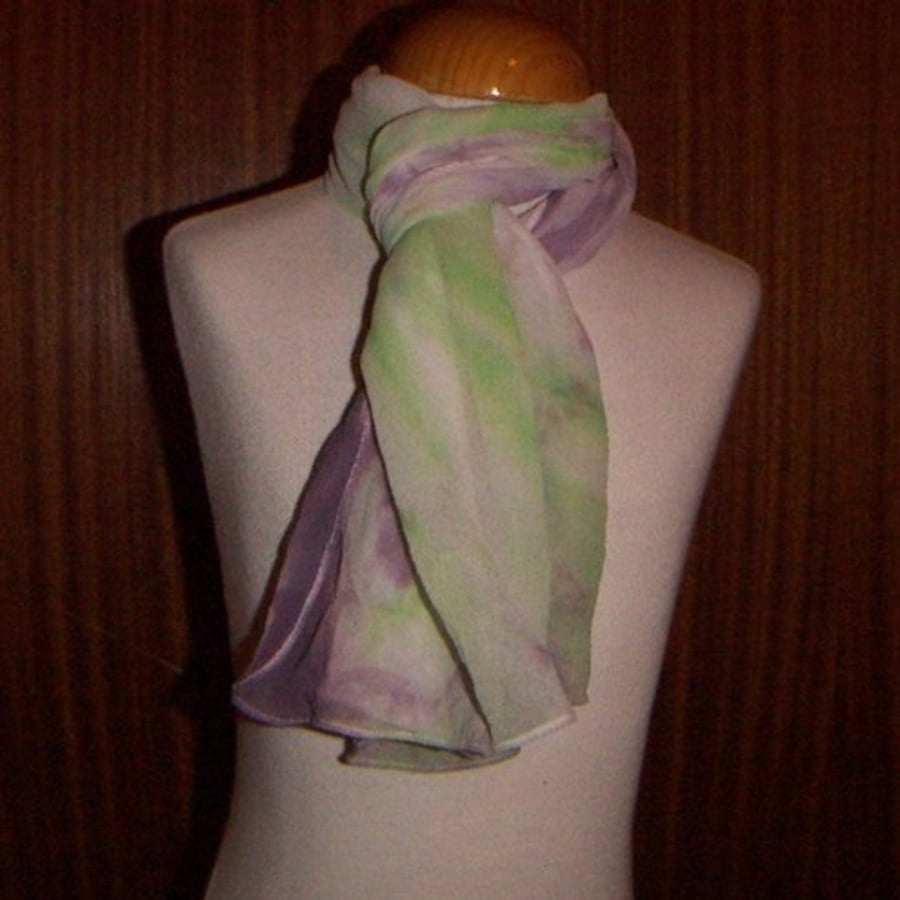 Handmade hand dyed silk chiffon scarf - 'Suffragette'