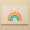 Wooden Rainbow Postcard, Rainbow Card, Keepsake Greetings Card