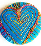 One Inch Badge Heart Fabric Badge with Free Machine Embroidery 