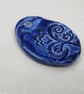 Large Cobalt Blue Brocade Ceramic Pendant - Image 2