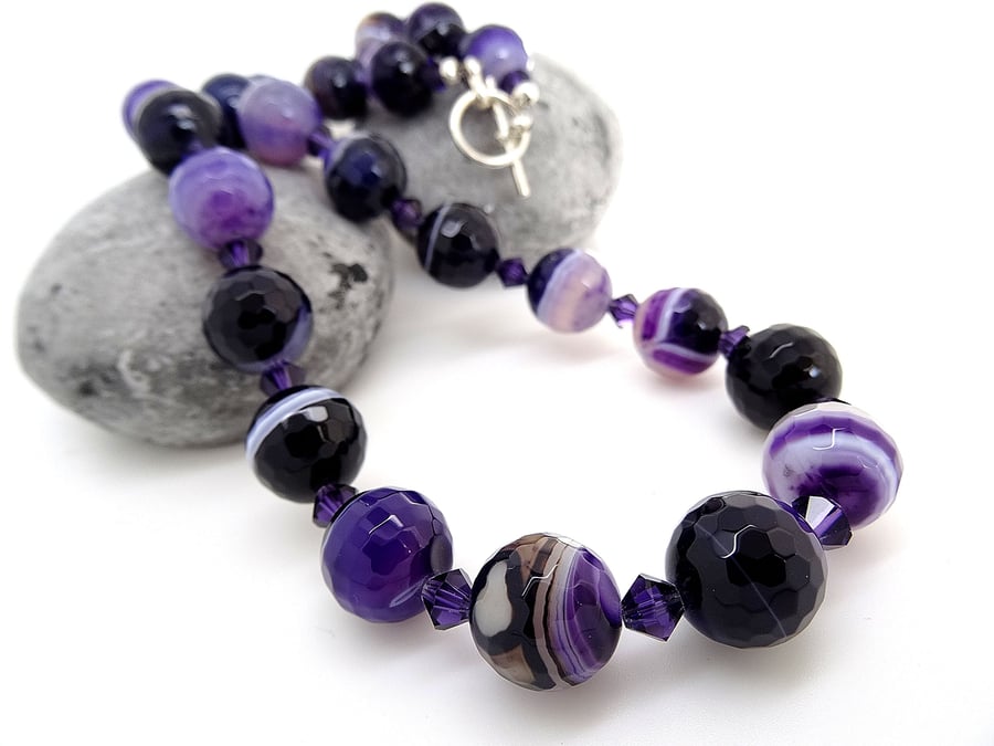 SALE!!! was 23 pounds now 20 pounds Purple Banded Agate Necklace