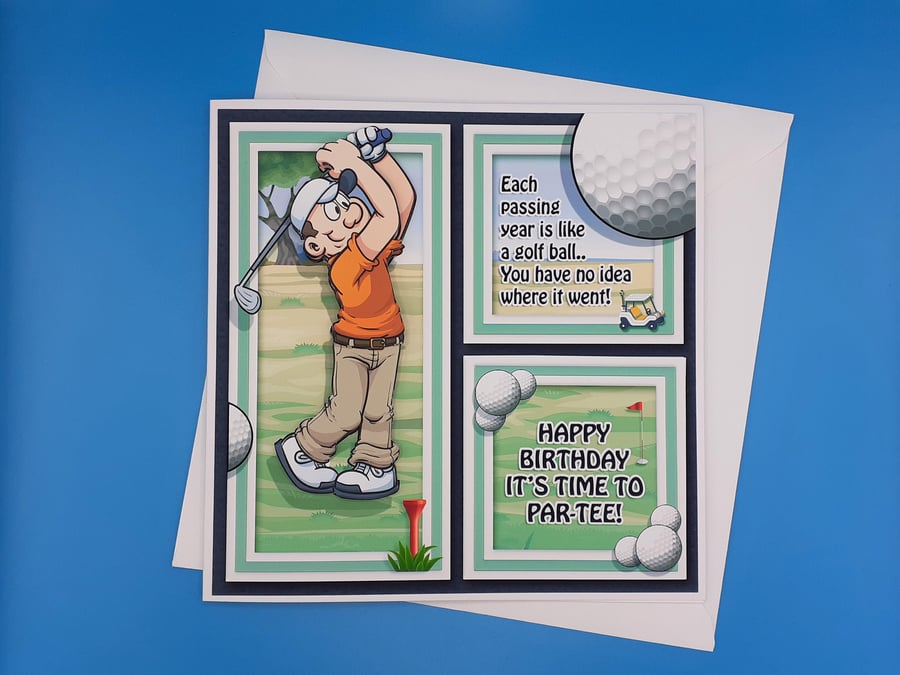 Golf Decoupage Birthday Card