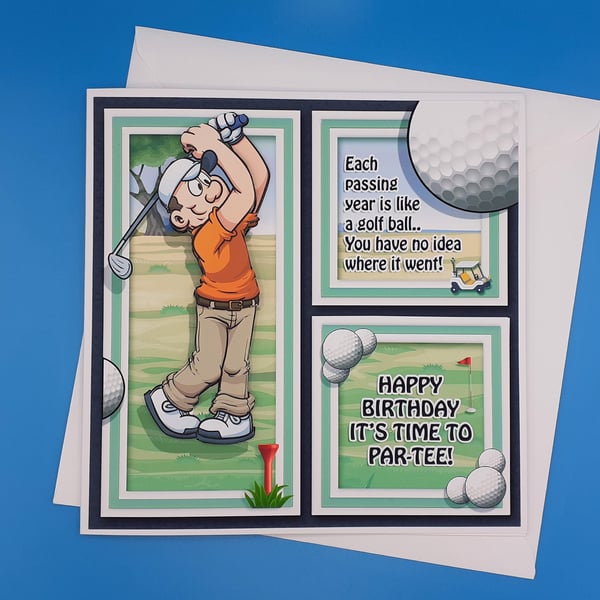 Golf Decoupage Birthday Card