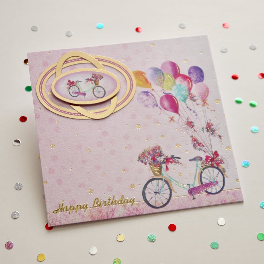 Happy Birthday Card for Her, Feminine Card for Family or Friends