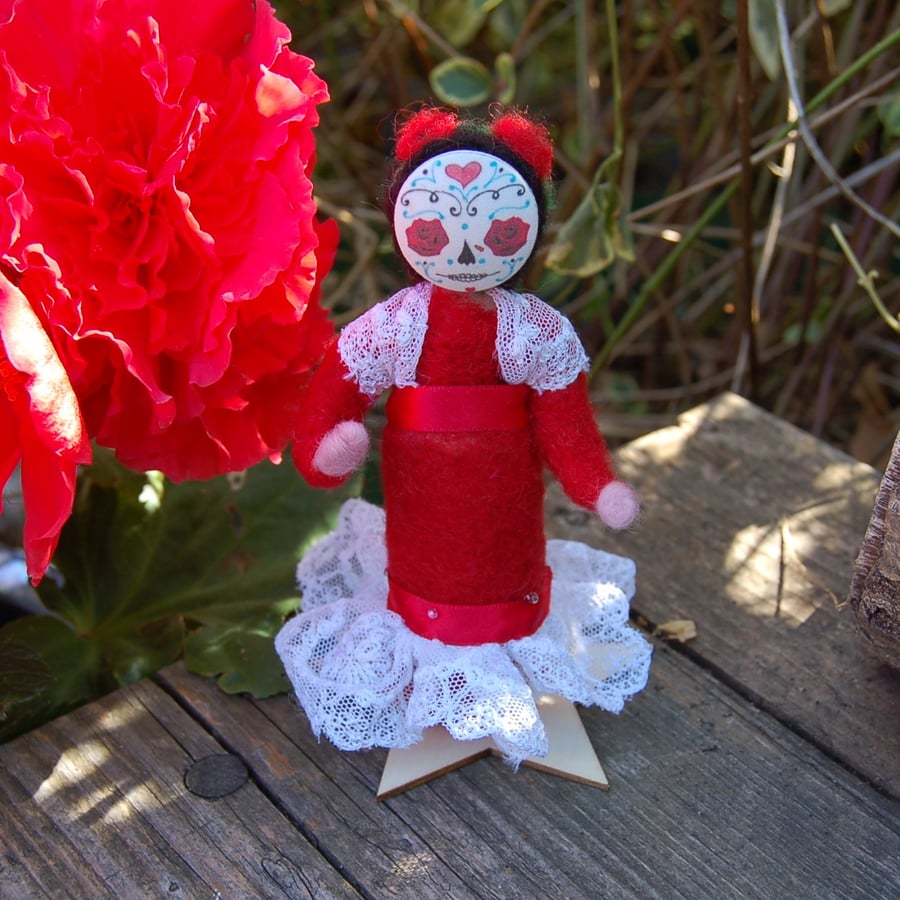 .Halloween Day of the Dead figure, sugar skull,  perfectly imperfect