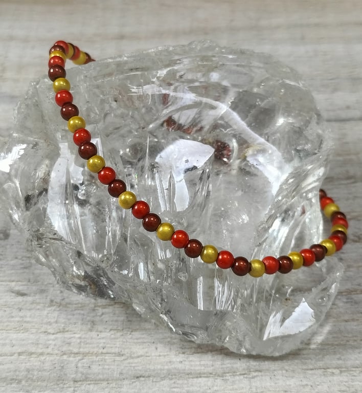 AL50 Brown, orange and yellow miracle bead anklet