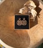 Walnut Wood Earrings - Geometric Labyrinth Statement Dangles - Image 5