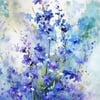 Blue Floral Watercolor Print - Delicate 5x7 Flower Art for Home Decor