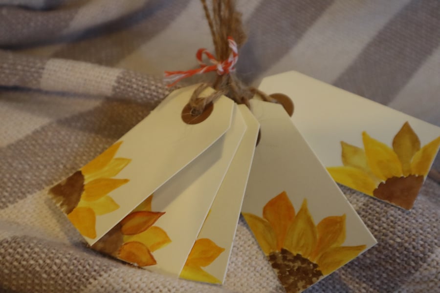 Sunflower gift tags - 5 tags