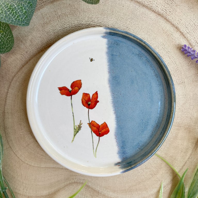 Poppies Hand Thrown Ceramic Dish