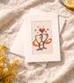Hand-Embroidered Champagne Toast Card, Wedding or Anniversary Greeting Card
