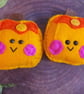 Halloween Pumpkin Felt Sweet Pocket Hug,keepsake,pocket buddy,plus hug card.  - Image 1