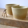 Two stoneware pottery beaker cups - glazed in natural brown