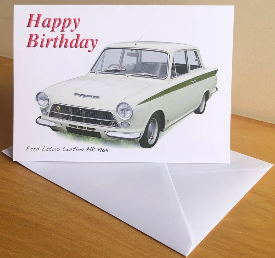 Ford Lotus Cortina Mk1 1964 - Greeting Cards For the Enthusiast