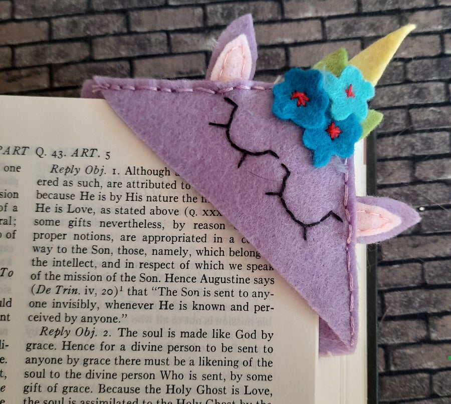 Purple Unicorn Corner Bookmark