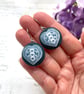 Summer Seconds - Scandi love Hearts fabric button dangle earrings - Image 6
