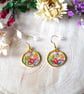 Real Flower Dangle Earrings - Multicoloured Pressed Flowers - Image 1