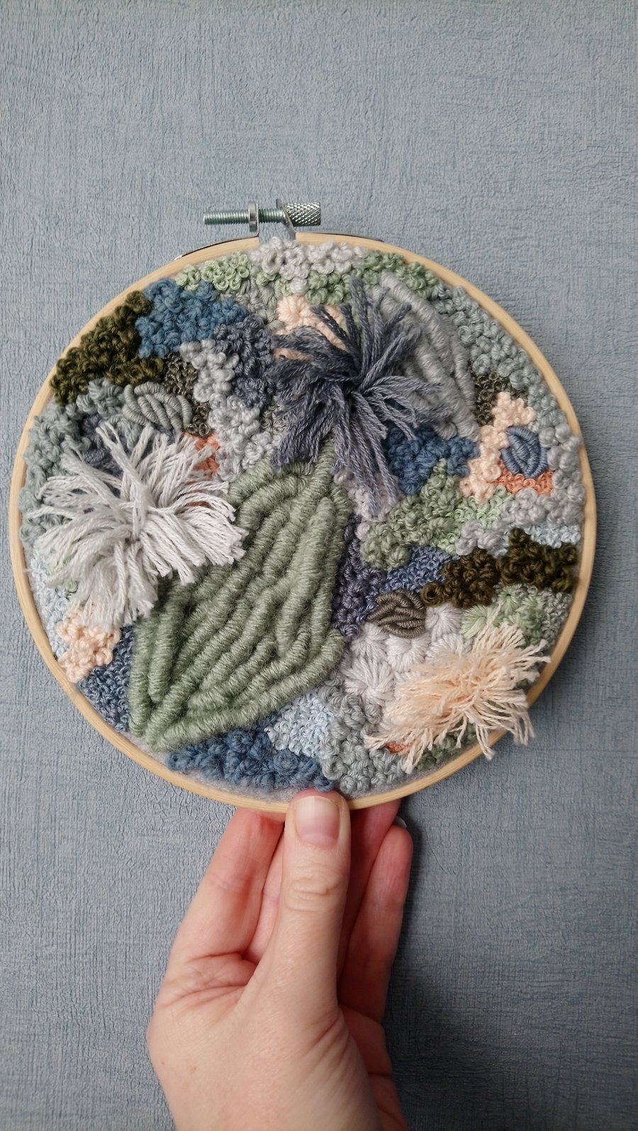 Marine life a 6 inch one of a kind hand embroidered home decor art piece 