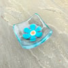 Fused hlass trinket dish with retro flower in gift box