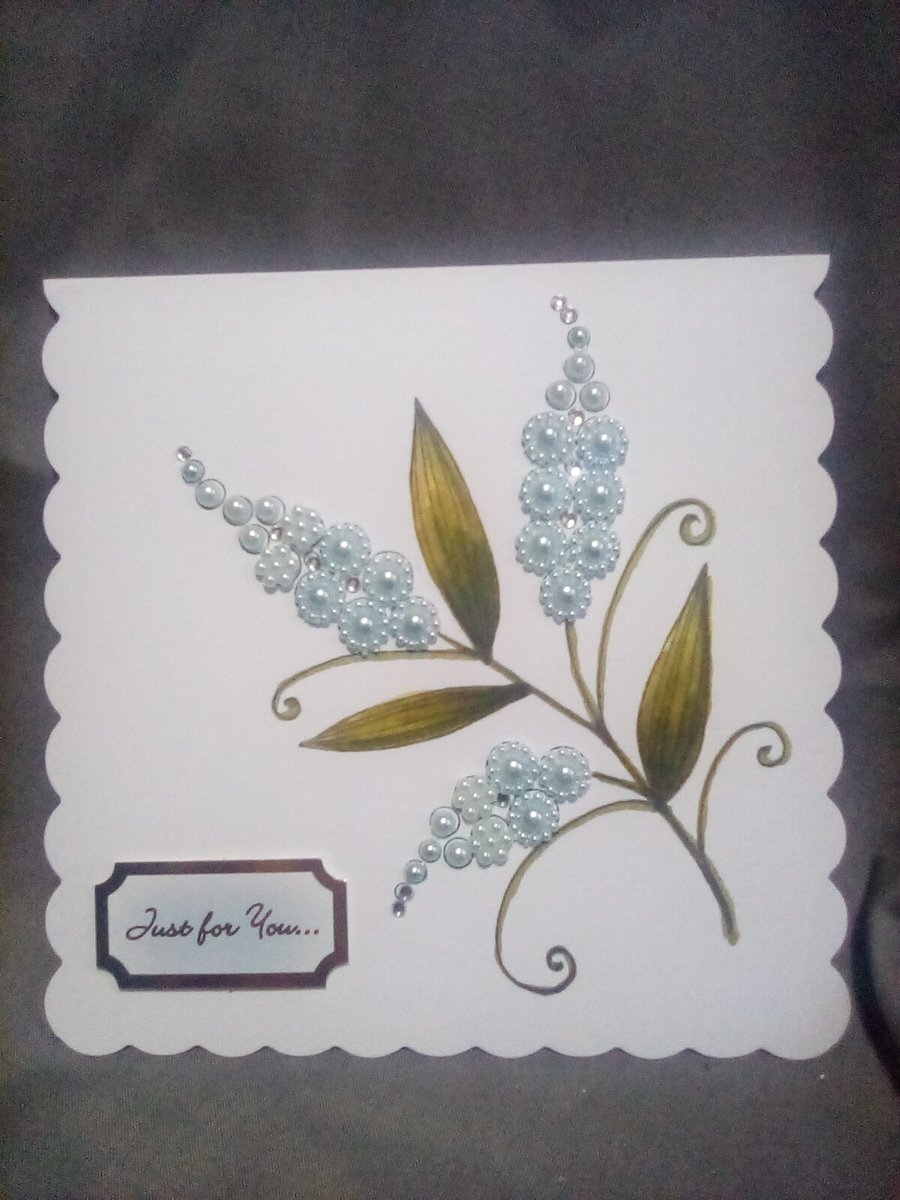 Watercolour and pearl embellished blank open card