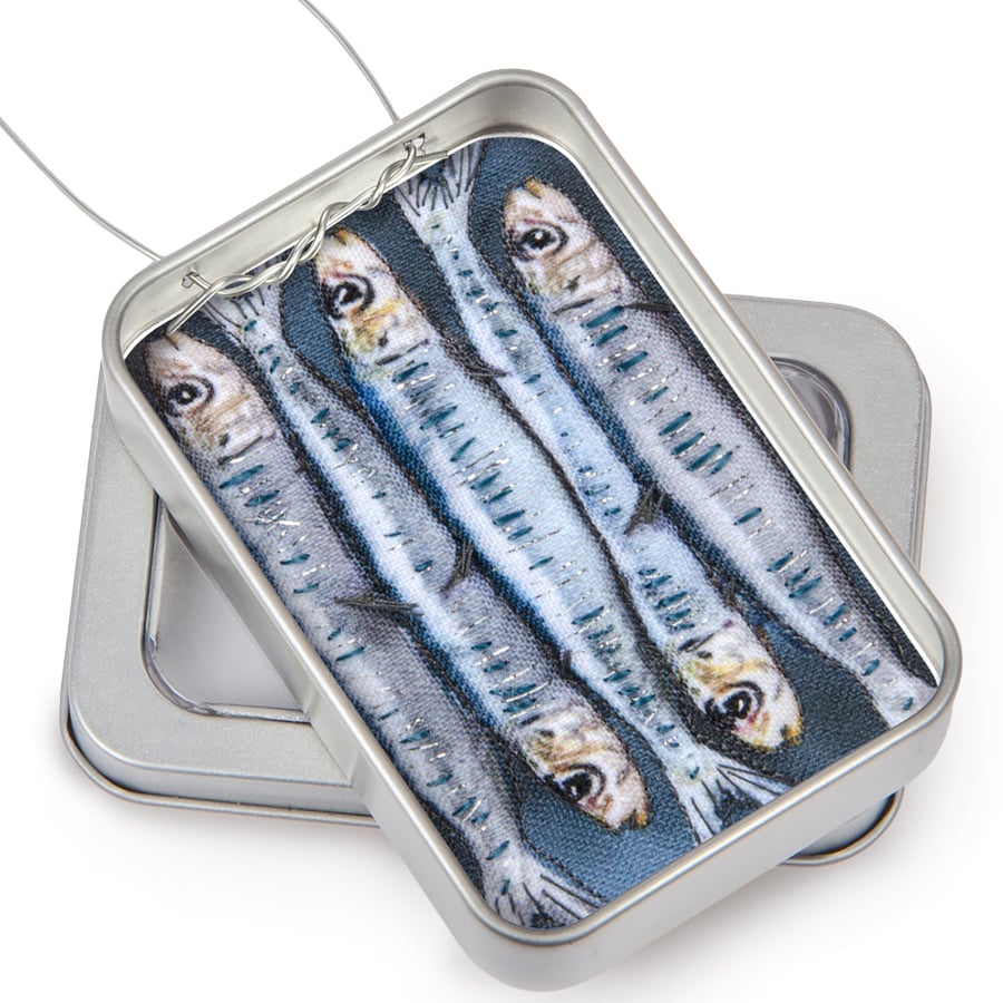 Sardines in a Tin - 3D Fabric Miniture - Handmade Textile Art Gift